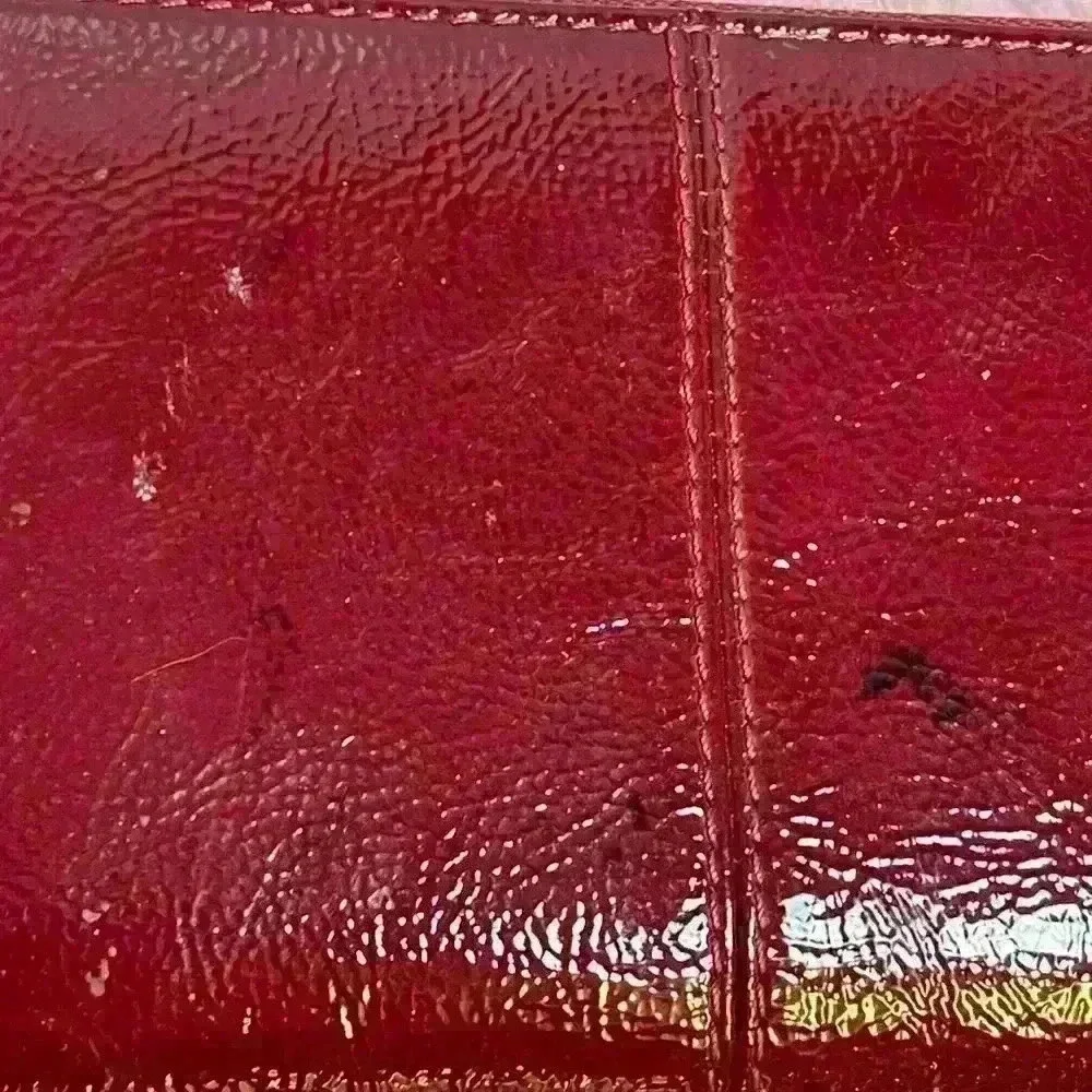 Coach Patent Red Button Snap wallet